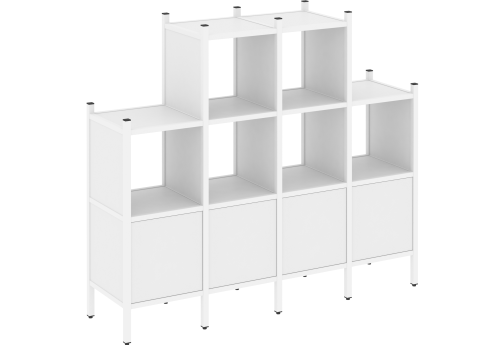 Стеллаж прямой вариант 16 Европа, цвет белый бриллиант + белый