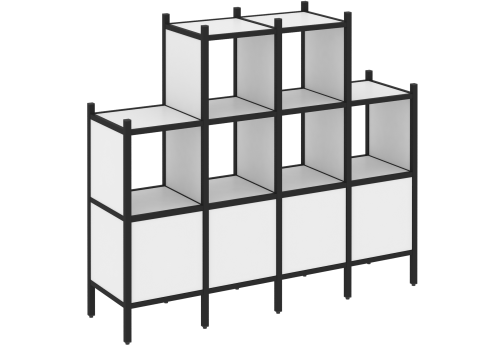 Стеллаж прямой вариант 16 Европа, цвет белый бриллиант + черный