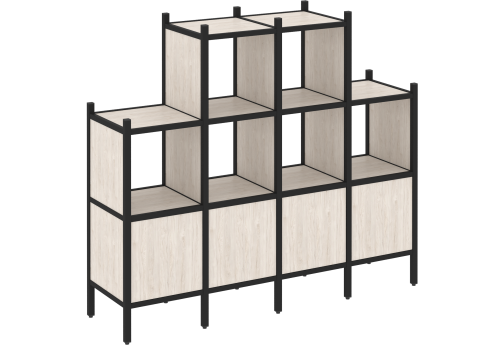 Стеллаж прямой вариант 16 Европа, цвет денвер светлый + черный