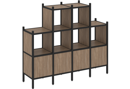 Стеллаж прямой вариант 16 Европа, цвет дуб аризона + черный