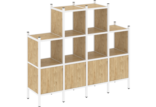 Стеллаж прямой вариант 16 Европа, цвет тиквуд светлый + белый