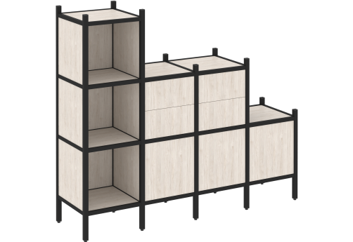 Стеллаж прямой вариант 17 Европа, цвет денвер светлый + черный