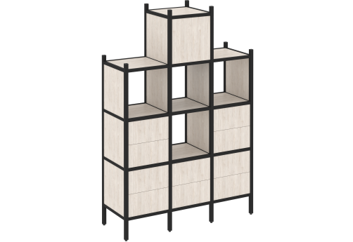 Стеллаж прямой вариант 18 Европа, цвет денвер светлый + черный