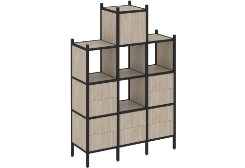 Стеллаж прямой вариант 18 Европа, цвет дуб аттик + черный