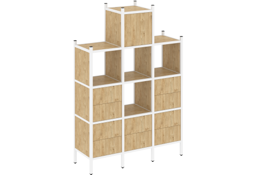 Стеллаж прямой вариант 18 Европа, цвет тиквуд светлый + белый