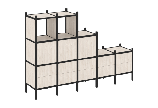 Стеллаж прямой вариант 19 Европа, цвет денвер светлый + черный