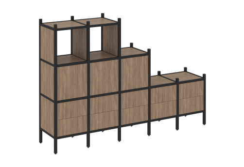 Стеллаж прямой вариант 19 Европа, цвет дуб аризона + черный