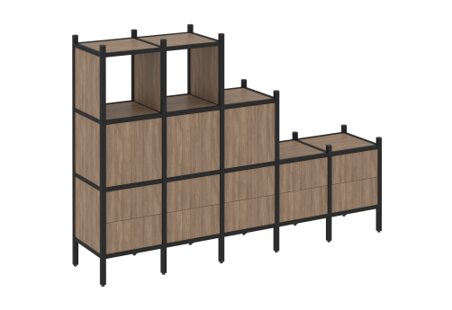 Стеллаж прямой вариант 19 Европа, цвет дуб аттик + черный