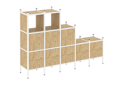 Стеллаж прямой вариант 19 Европа, цвет тиквуд светлый + белый