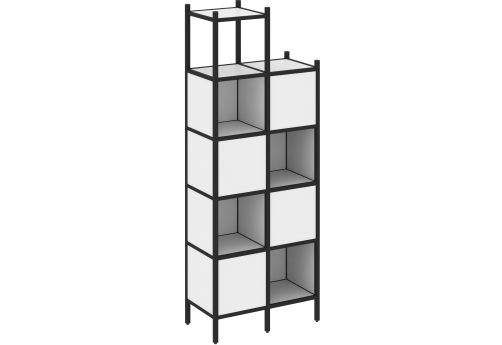 Стеллаж прямой вариант 20 Европа, цвет белый бриллиант + черный