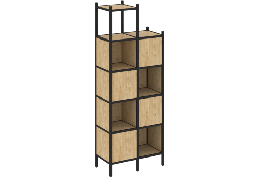 Стеллаж прямой вариант 20 Европа, цвет тиквуд светлый + черный