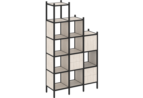 Стеллаж прямой вариант 21 Европа, цвет денвер светлый + черный