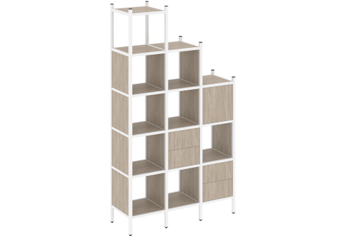 Стеллаж прямой вариант 21 Европа, цвет дуб аттик + белый