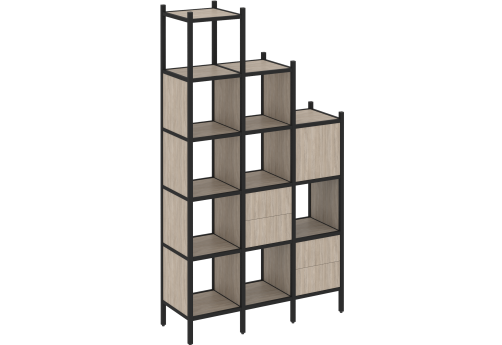 Стеллаж прямой вариант 21 Европа, цвет дуб аттик + черный