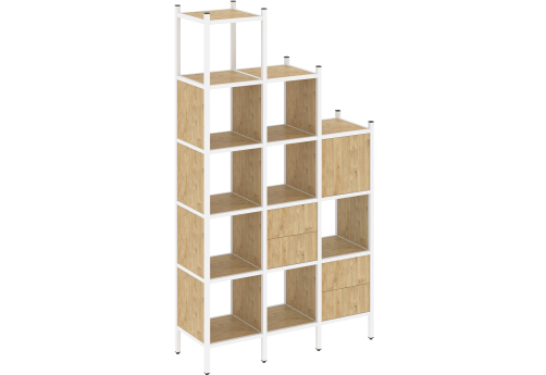 Стеллаж прямой вариант 21 Европа, цвет тиквуд светлый + белый