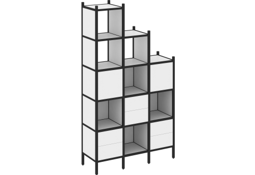 Стеллаж прямой вариант 22 Европа, цвет белый бриллиант + черный