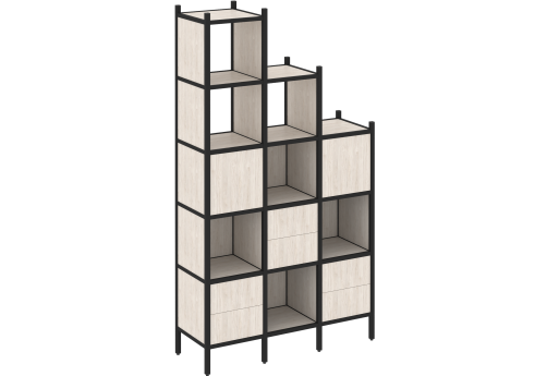 Стеллаж прямой вариант 22 Европа, цвет денвер светлый + черный