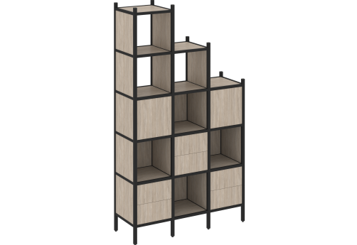 Стеллаж прямой вариант 22 Европа, цвет дуб аттик + черный