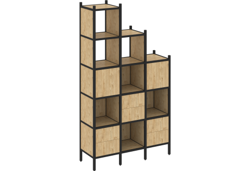 Стеллаж прямой вариант 22 Европа, цвет тиквуд светлый + черный