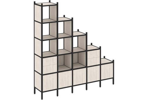 Стеллаж прямой вариант 23 Европа, цвет денвер светлый + черный