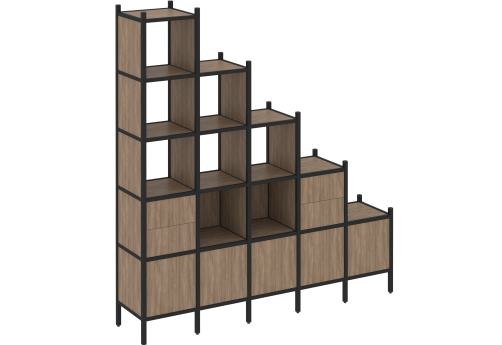 Стеллаж прямой вариант 23 Европа, цвет дуб аризона + черный