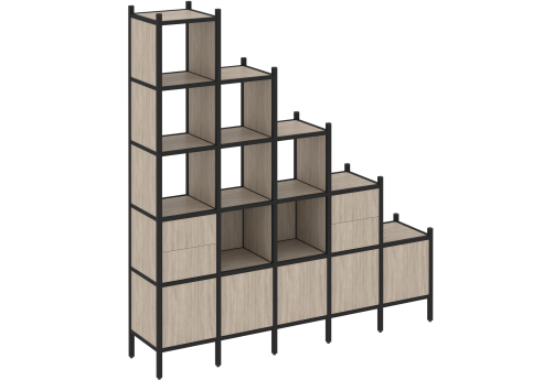 Стеллаж прямой вариант 23 Европа, цвет дуб аттик + черный