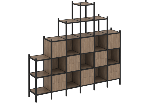 Стеллаж прямой вариант 24 Европа, цвет дуб аризона + черный