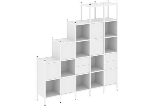 Стеллаж прямой вариант 25 Европа, цвет белый бриллиант + белый