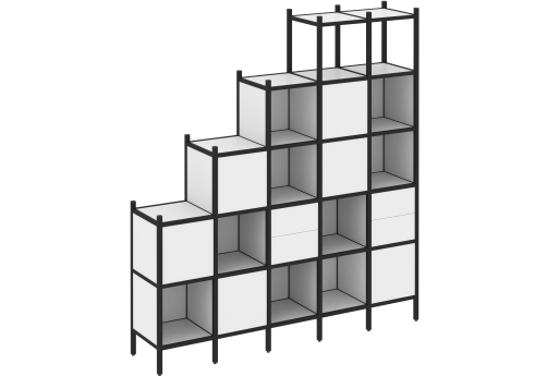 Стеллаж прямой вариант 25 Европа, цвет белый бриллиант + черный