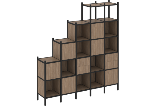 Стеллаж прямой вариант 25 Европа, цвет дуб аризона + черный