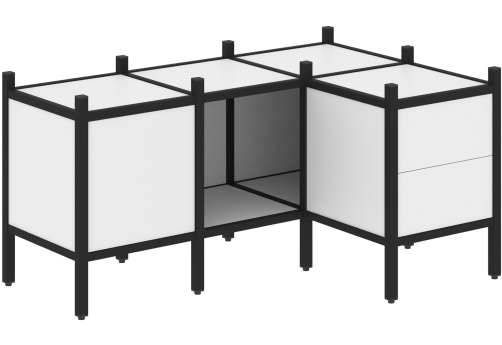 Стеллаж угловой внутренний вариант 26 Европа, цвет белый бриллиант + черный