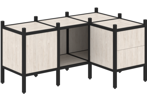 Стеллаж угловой внутренний вариант 26 Европа, цвет денвер светлый + черный