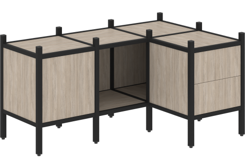 Стеллаж угловой внутренний вариант 26 Европа, цвет дуб аттик + черный