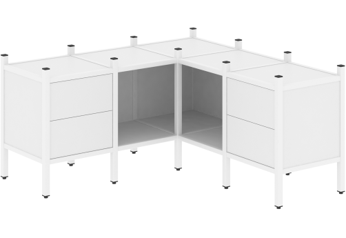 Стеллаж угловой внутренний вариант 27 Европа, цвет белый бриллиант + белый