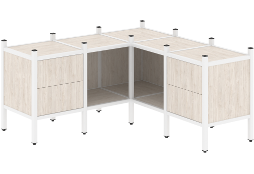 Стеллаж угловой внутренний вариант 27 Европа, цвет денвер светлый + белый