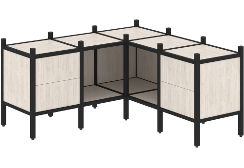 Стеллаж угловой внутренний вариант 27 Европа, цвет денвер светлый + черный