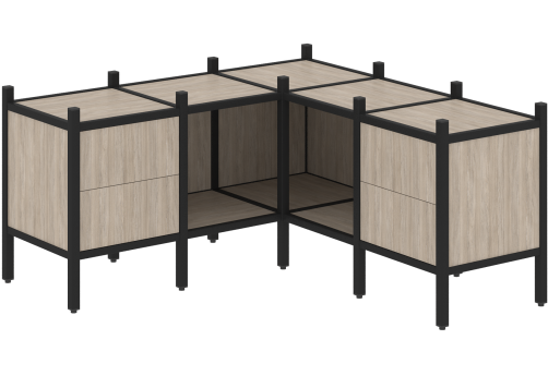 Стеллаж угловой внутренний вариант 27 Европа, цвет дуб аттик + черный