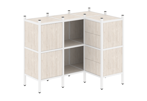 Стеллаж угловой внутренний вариант 28 Европа, цвет денвер светлый + белый