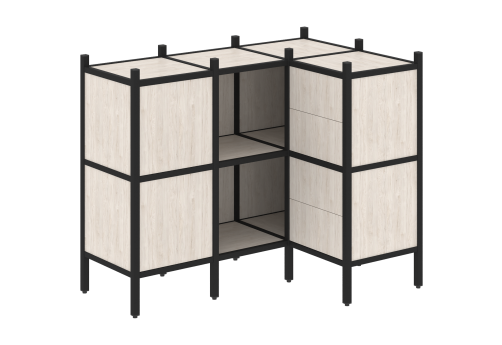 Стеллаж угловой внутренний вариант 28 Европа, цвет денвер светлый + черный