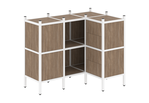 Стеллаж угловой внутренний вариант 28 Европа, цвет дуб аризона + белый