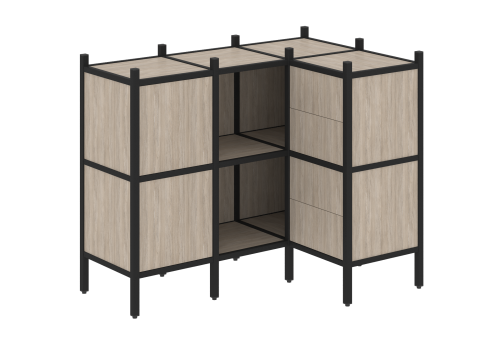 Стеллаж угловой внутренний вариант 28 Европа, цвет дуб аттик + черный