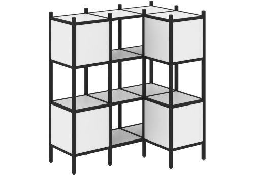 Стеллаж угловой внутренний вариант 29 Европа, цвет белый бриллиант + черный