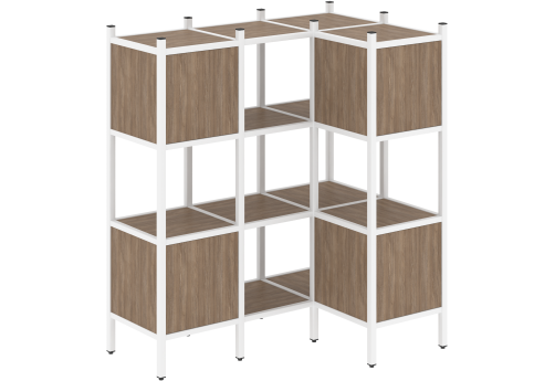 Стеллаж угловой внутренний вариант 29 Европа, цвет дуб аризона + белый