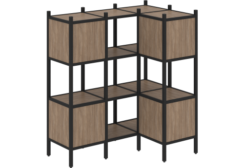 Стеллаж угловой внутренний вариант 29 Европа, цвет дуб аризона + черный