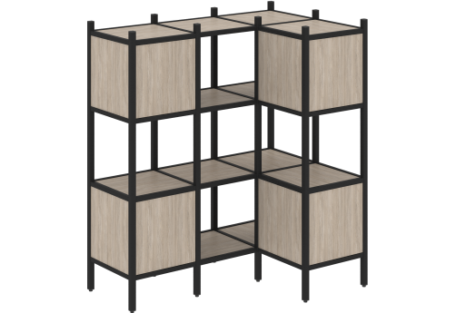 Стеллаж угловой внутренний вариант 29 Европа, цвет дуб аттик + черный