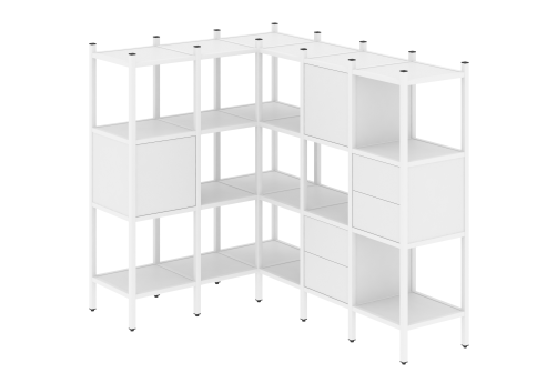 Стеллаж угловой внутренний вариант 30 Европа, цвет белый бриллиант + белый