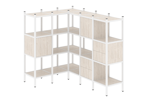 Стеллаж угловой внутренний вариант 30 Европа, цвет денвер светлый + белый