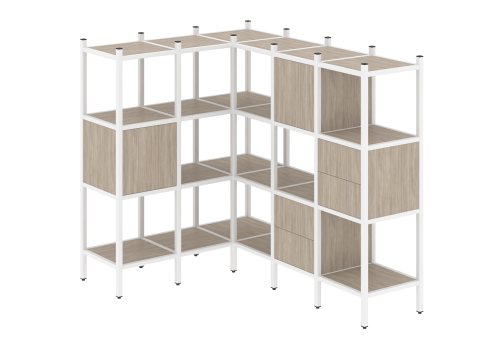 Стеллаж угловой внутренний вариант 30 Европа, цвет дуб аттик + белый