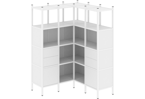 Стеллаж угловой внутренний вариант 33 Европа, цвет белый бриллиант + белый