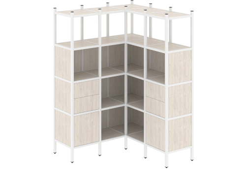 Стеллаж угловой внутренний вариант 33 Европа, цвет денвер светлый + белый